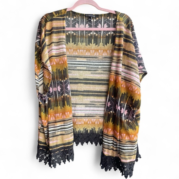 Signature Studio Sweaters - Signature Studio open front Navajo Boho print Kimono size XL